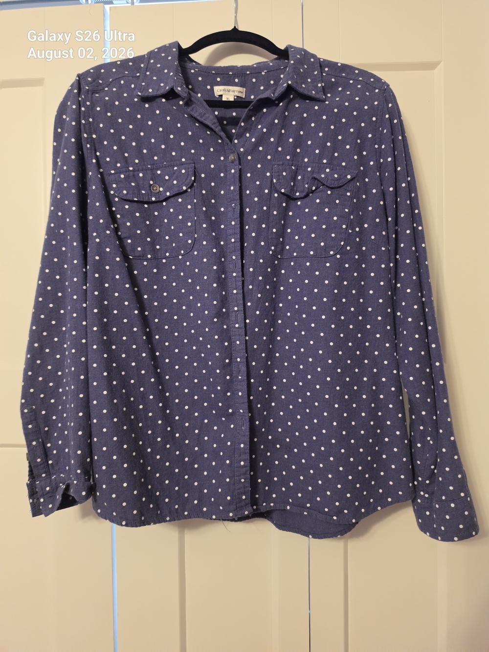 croft & barrow Navy Blue Polka Dot Button-Down Shirt